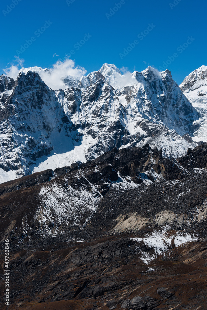 Mountain range viewed from Renjo pass in Himalaya