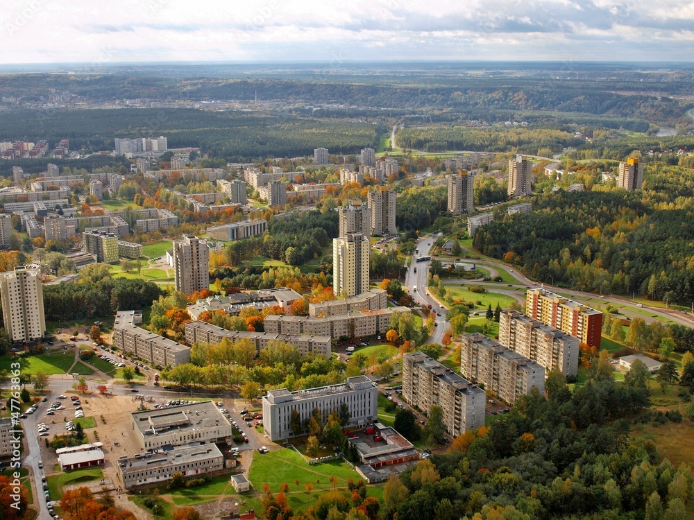 Fototapeta premium Aerial Vilnius city view from television tower