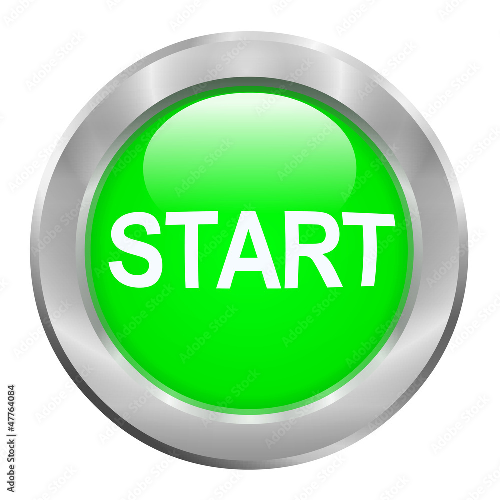 Bouton vert start avec contour métallique Bouton vert start avec contour métallique