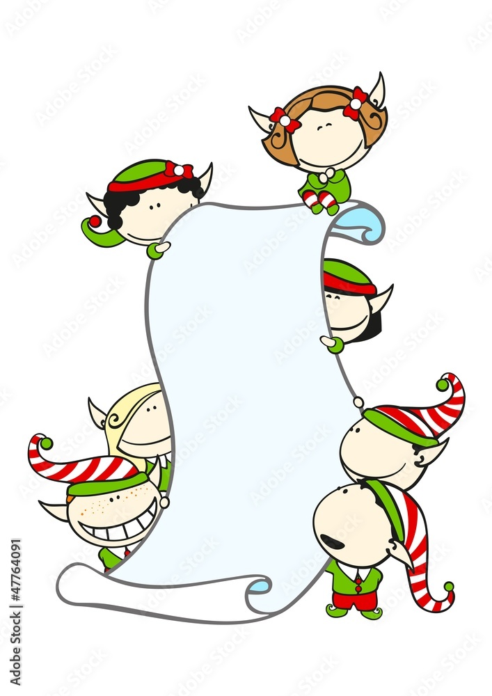 Naklejka premium Elves with a scroll