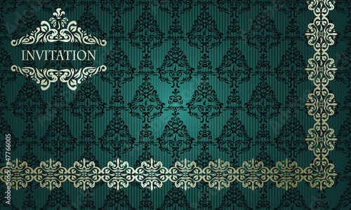 Elegant vintage invitation with seamless wallpaper