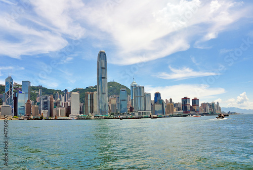 China, Hong Kong island waterfront buildings