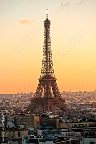 Eiffel tower at sunset Paris.