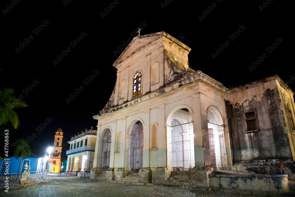 Holy Trinity Church at night, Trinidad, Cuba