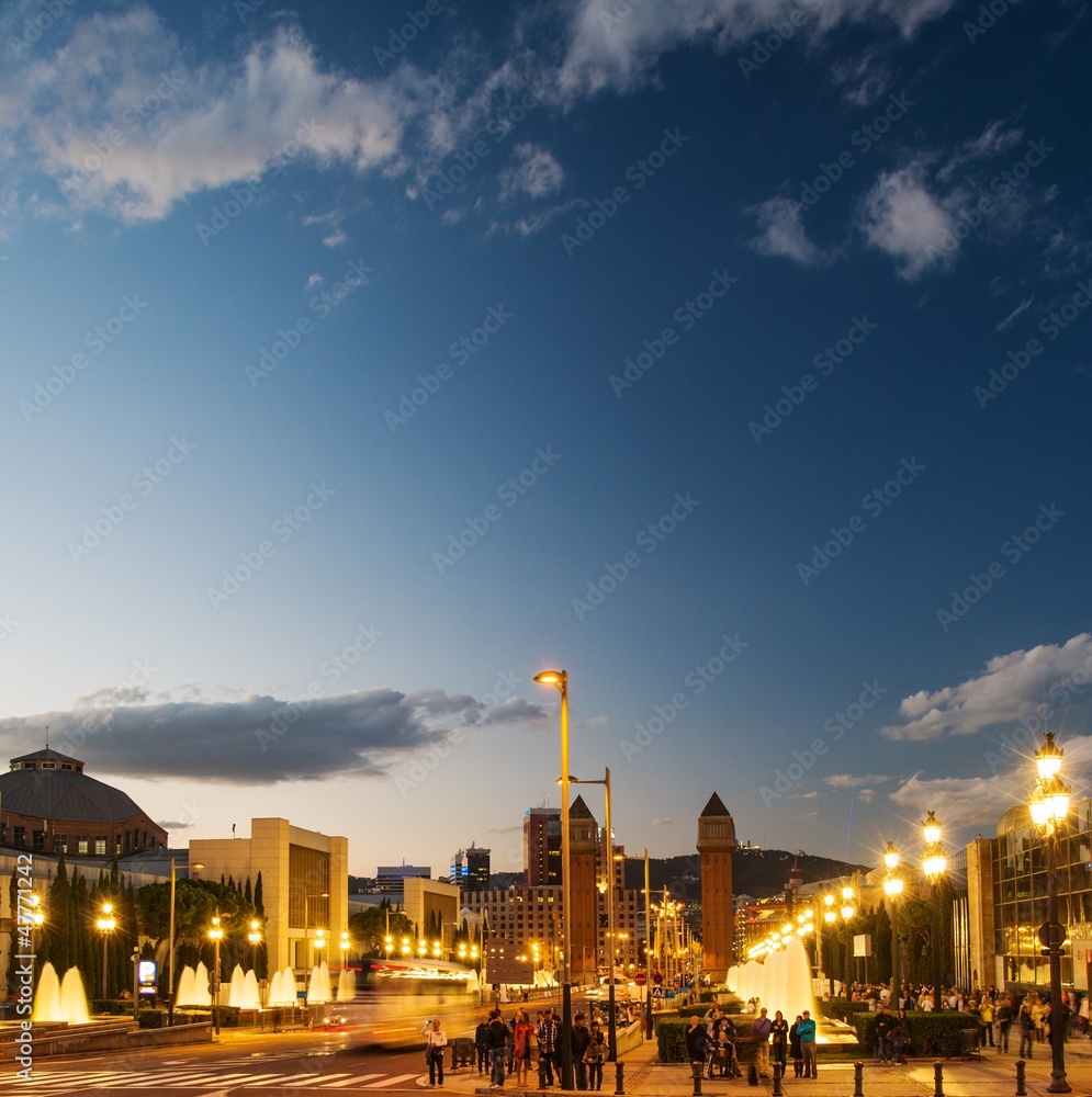 View of Plaza De Espana at night