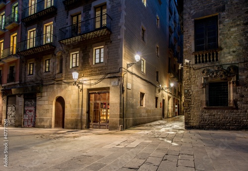 Empty street of Barri Gotic at night, Barcelona #47771261