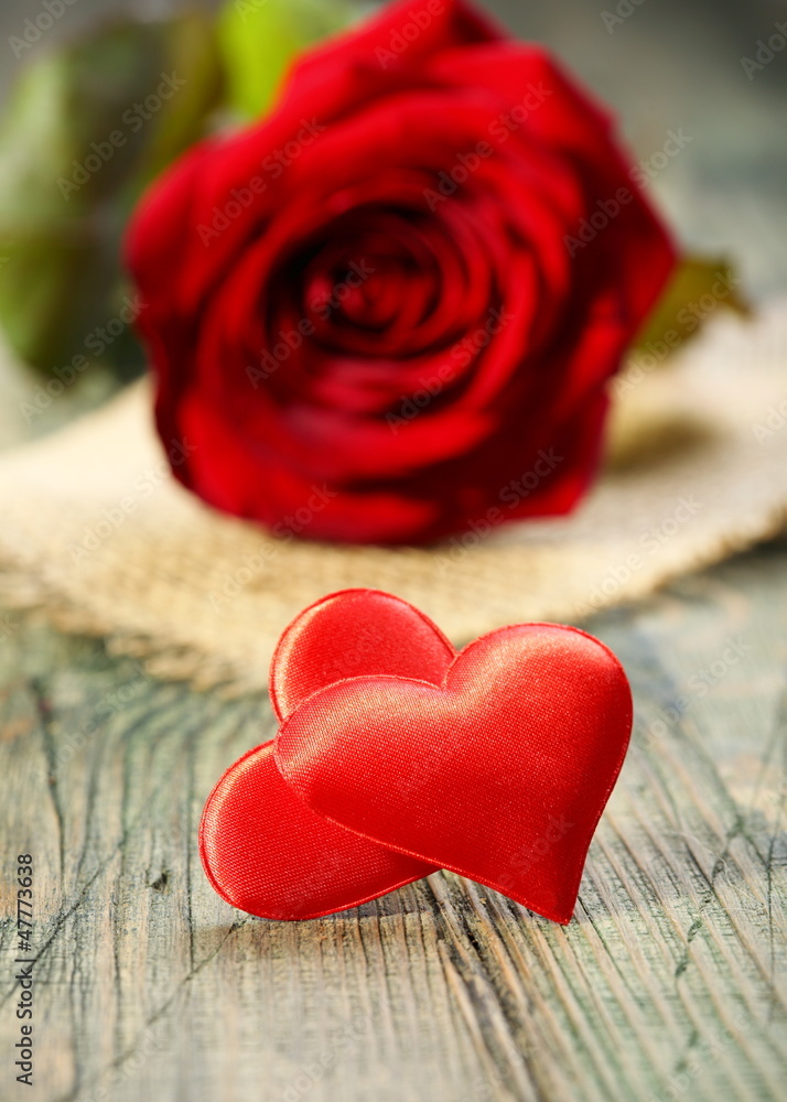 Fototapeta premium Two red hearts.