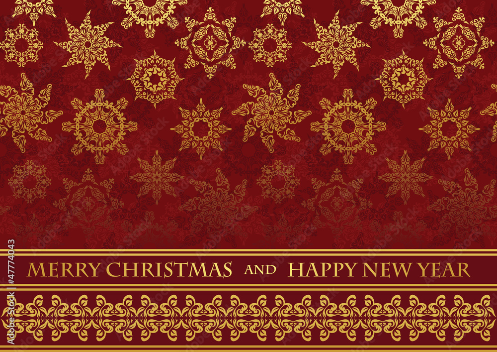 Christmas card on seamless background with snowflakes Christmas card on seamless background with snowflakes