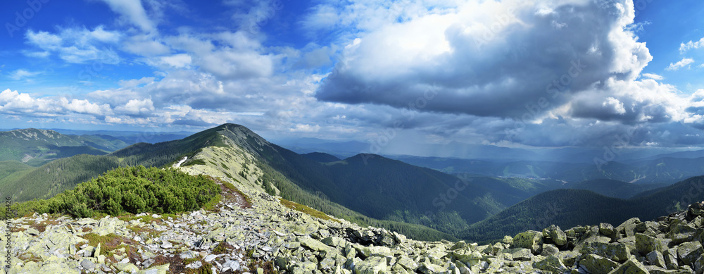 Gorgany mountains and storm