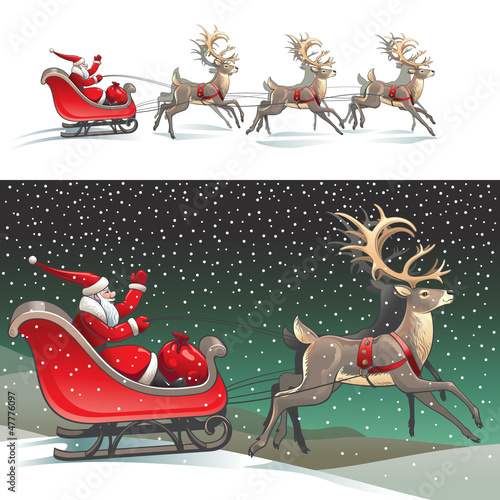Santa sleigh and reindeers
