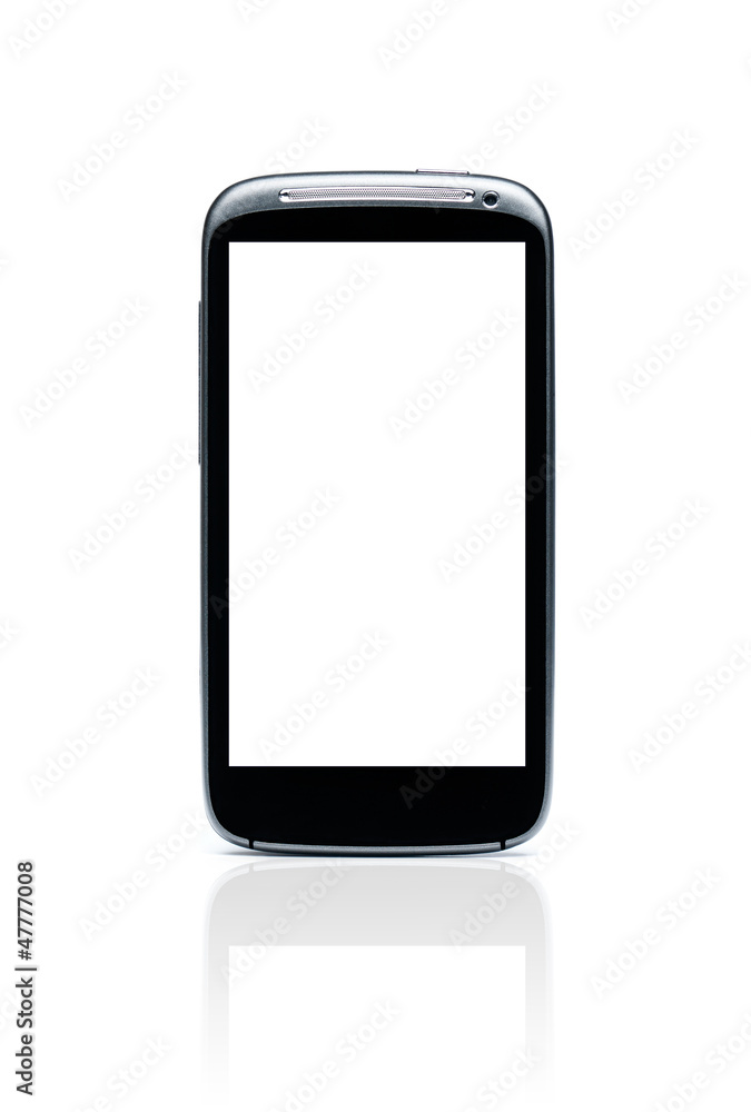 Smart phone with blank isolated on white background Smart phone with blank isolated on white background