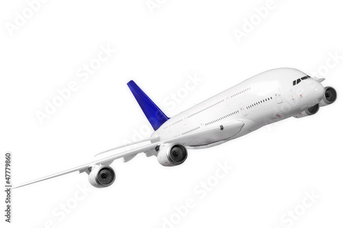 Modern airplane on white.