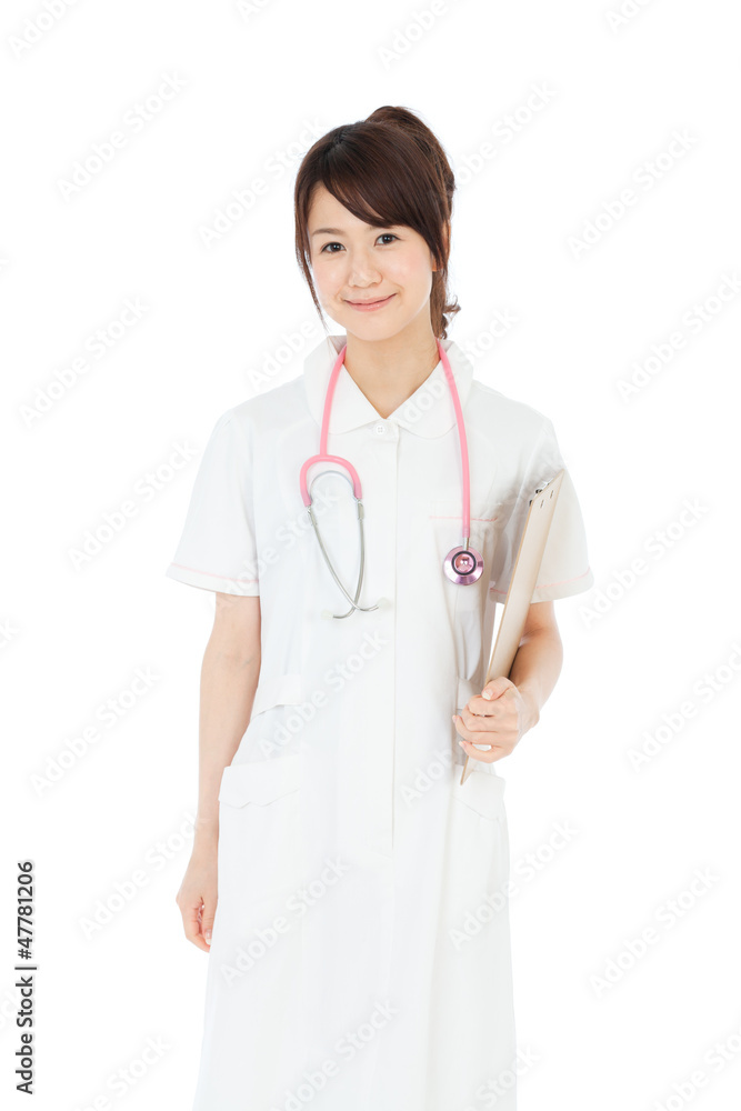 Beautiful asian nurse on white background Beautiful asian nurse on white background