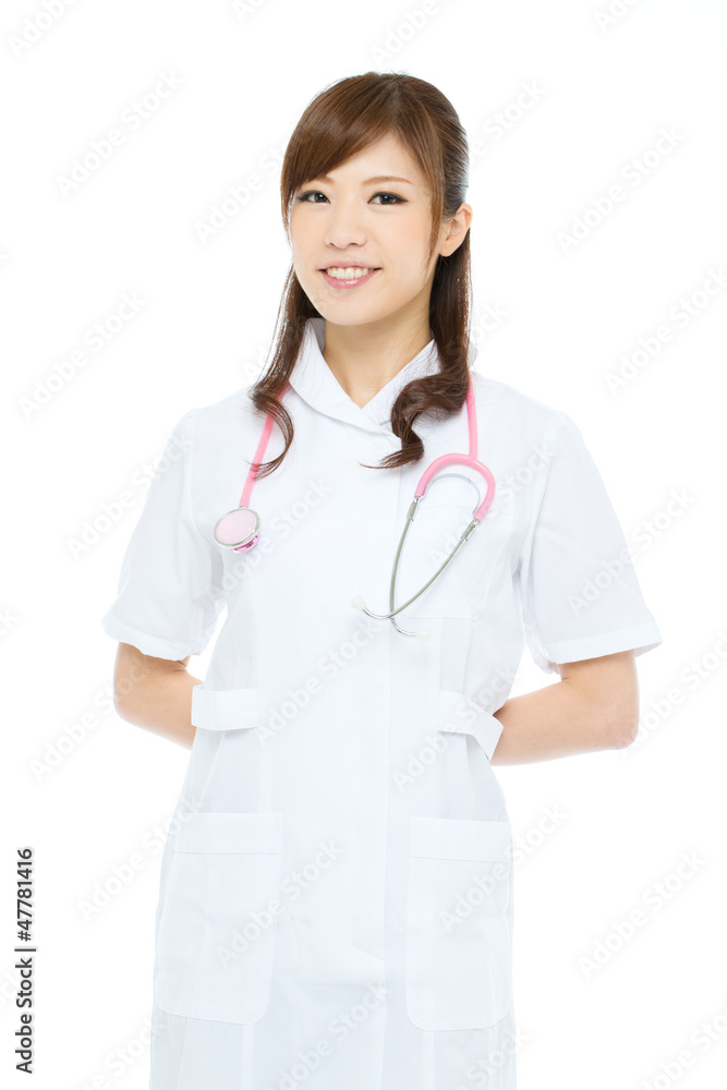 Beautiful asian nures on white background Beautiful asian nures on white background