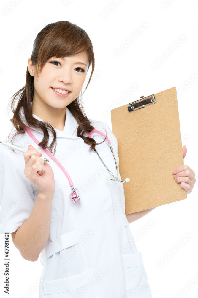 Beautiful asian nures on white background