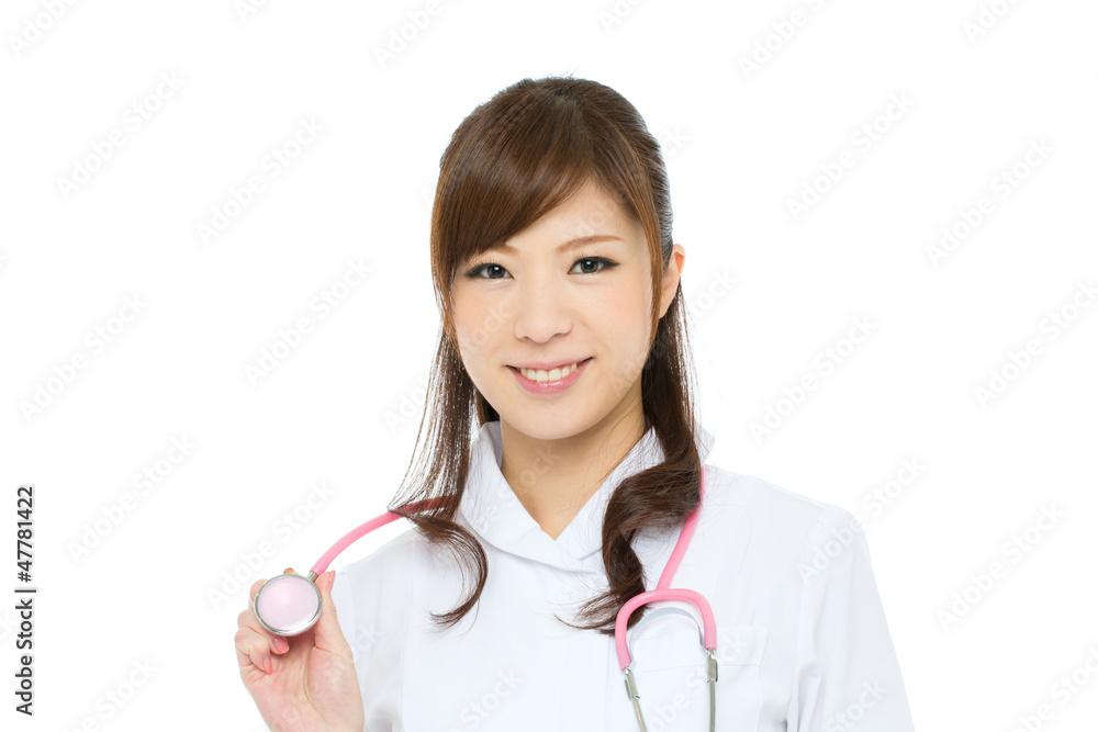 Beautiful asian nures on white background Beautiful asian nures on white background