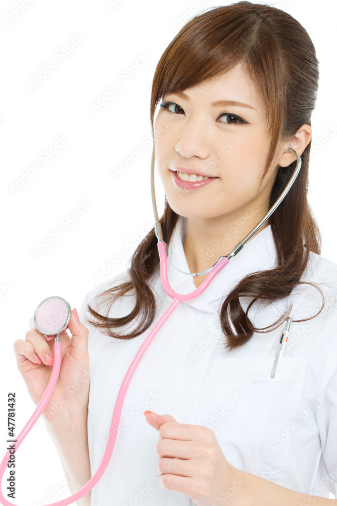 Beautiful asian nures on white background Beautiful asian nures on white background