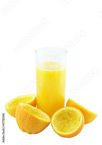 Orange juice with hand  squeeze of orange.