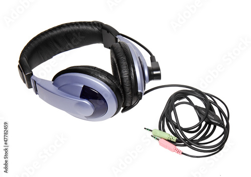 Big headset with a microphone. Isolated