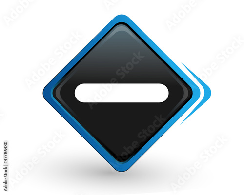 icône moins sur bouton carré bleu design