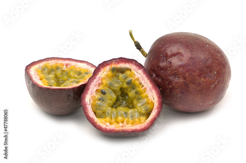 Close up passion fruit , cut open