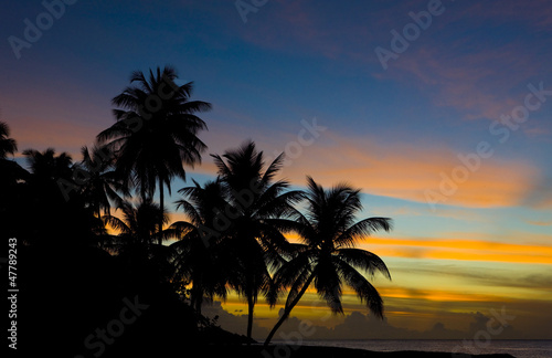 sunset over Caribbean Sea  Turtle Beach  Tobago