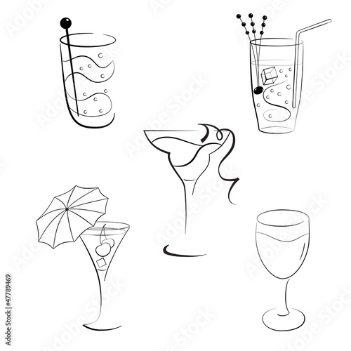 Set of cocktails and wines