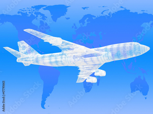 model of jet airplane on worldmap. Concept - global travel.