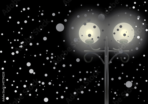 street lamp in the snow