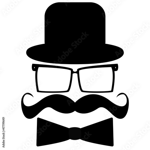 Mustache, hat, sunglasses and a butterfly
