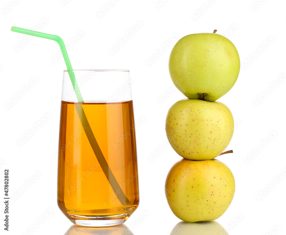 Useful apple juice with apples around isolated on white Useful apple juice with apples around isolated on white