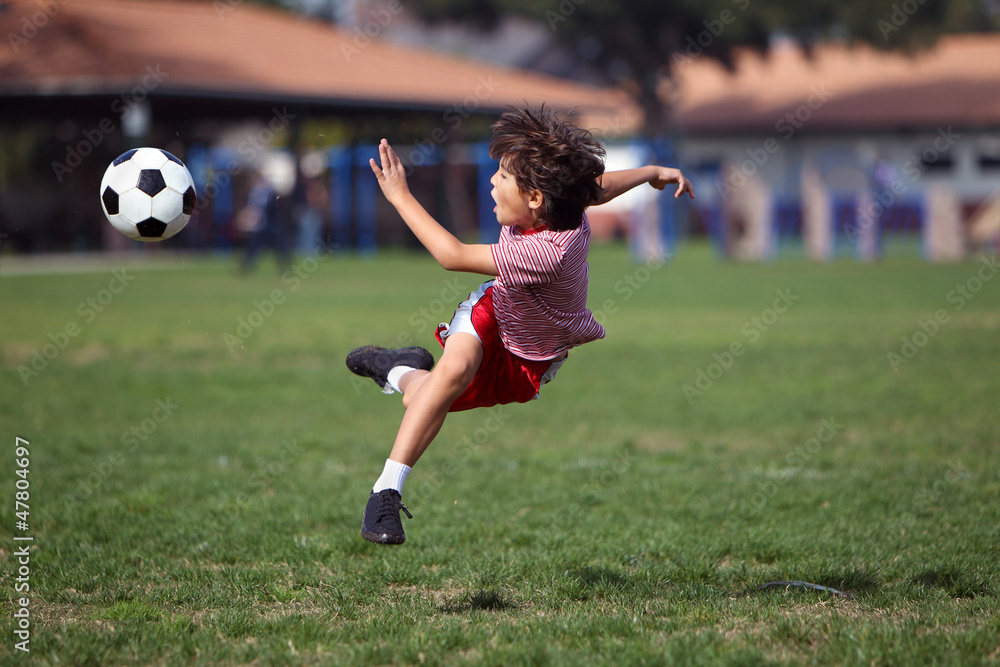 Boy playing soccer in the park Boy playing soccer in the park
