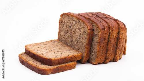 baked brown bread isolated on white background