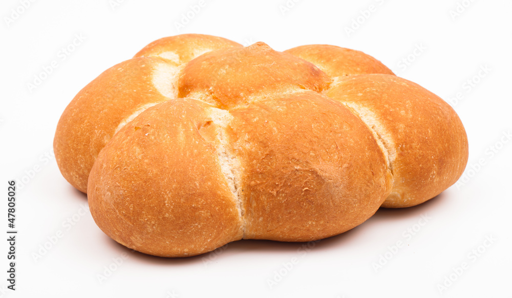 baked bread isolated on white background