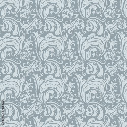 Seamless gray winter colored floral pattern.