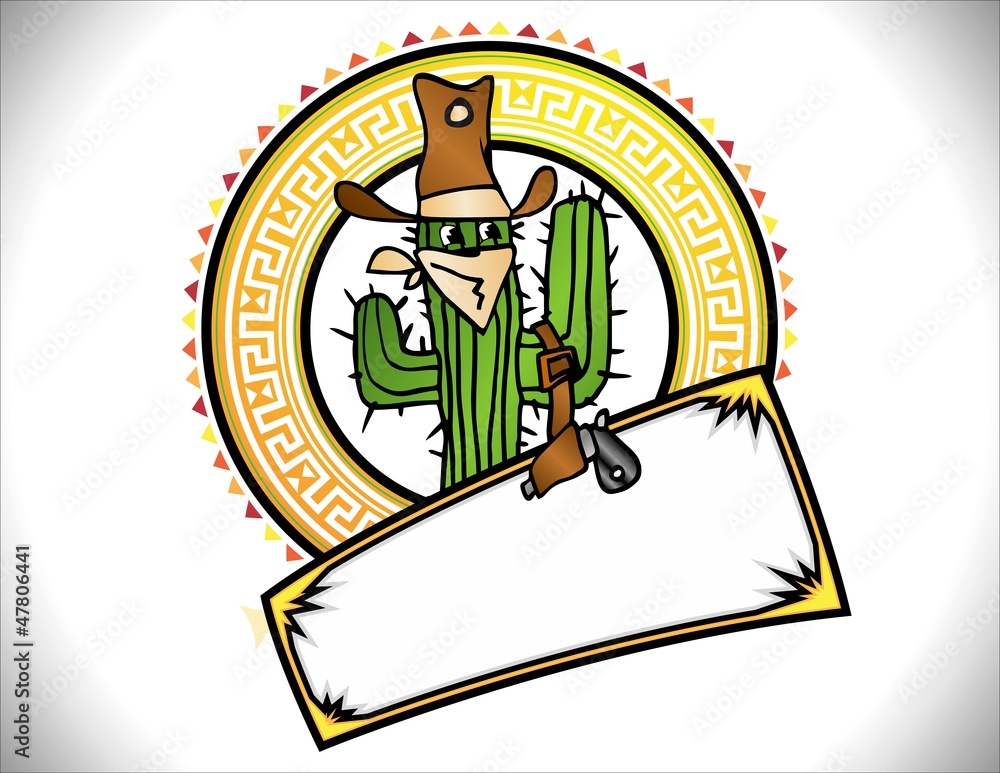 Logotipo Cactus Vaquero Mexicano Stock Vector | Adobe Stock