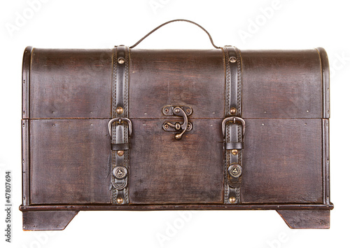 Wooden trunk or chest isolated
