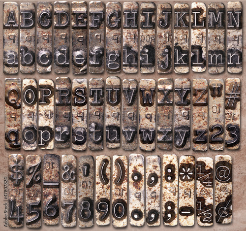 Typewriter metal alphabet