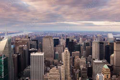 New York City - Manhattan skyline aerial view at sunset