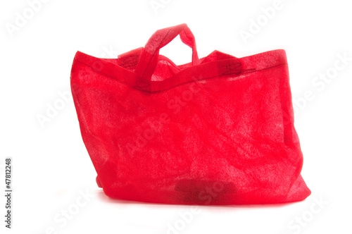 red mulberry paper bag isolated in white background