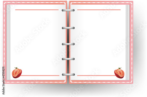Pink diary with no line and strawberry pattern