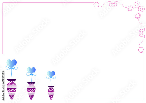 Fond carte 3 fleurs coeur de verre -  Saint Valentin