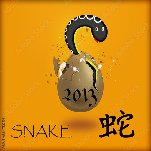 Hieroglyph and  cub of a snake in an egg