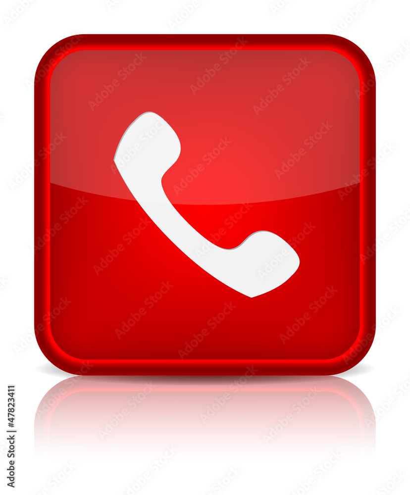 Phone icon on red button. Phone icon on red button.