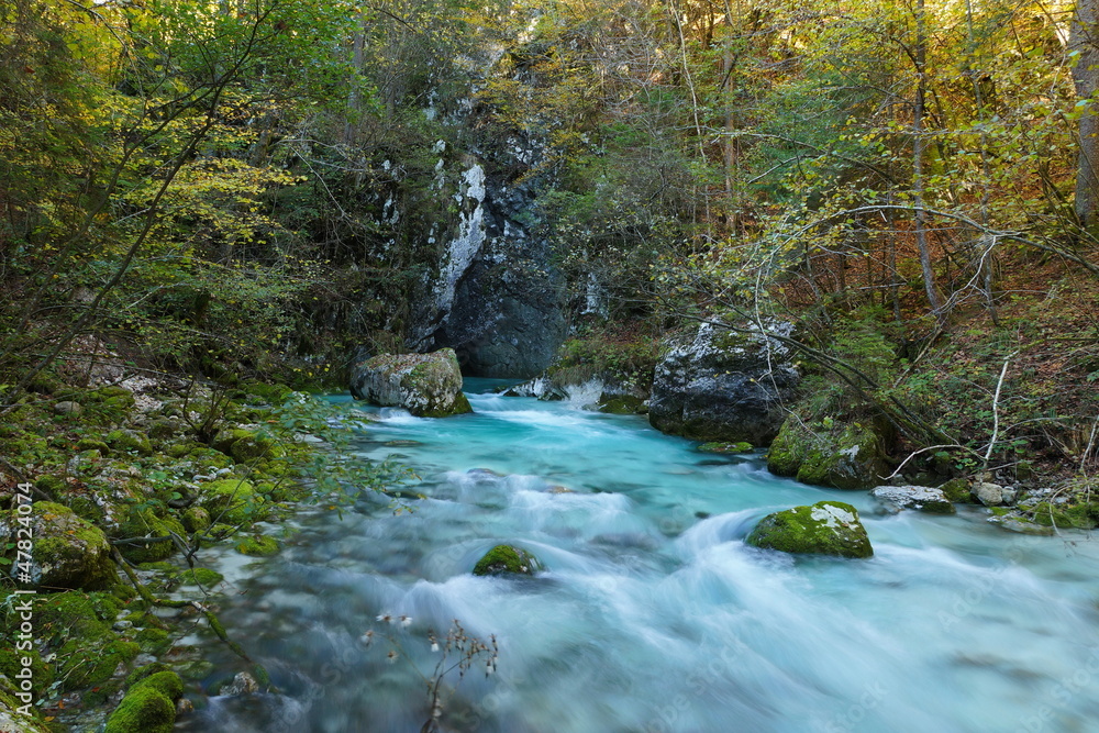 Obraz premium Cyan river in autumn