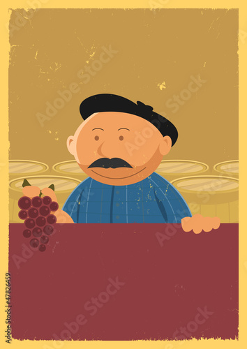 Winemaker Holding Grape Vine Poster