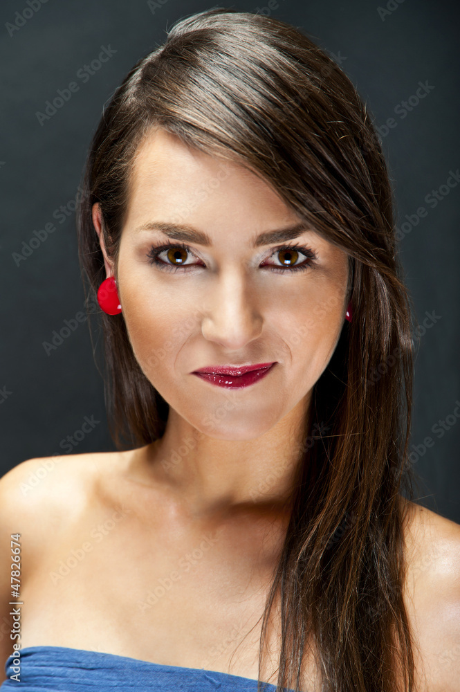 Beautiful woman on black background with long hair Beautiful woman on black background with long hair