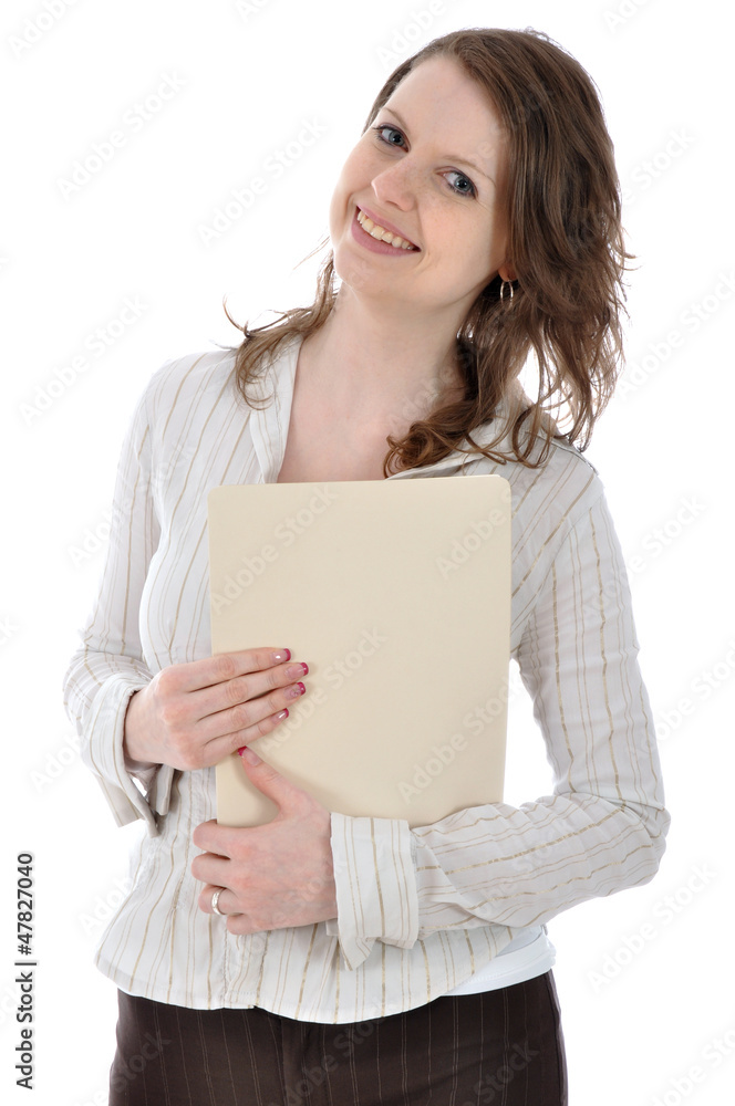 Junge Frau mit Bewerbungsmappe Junge Frau mit Bewerbungsmappe
