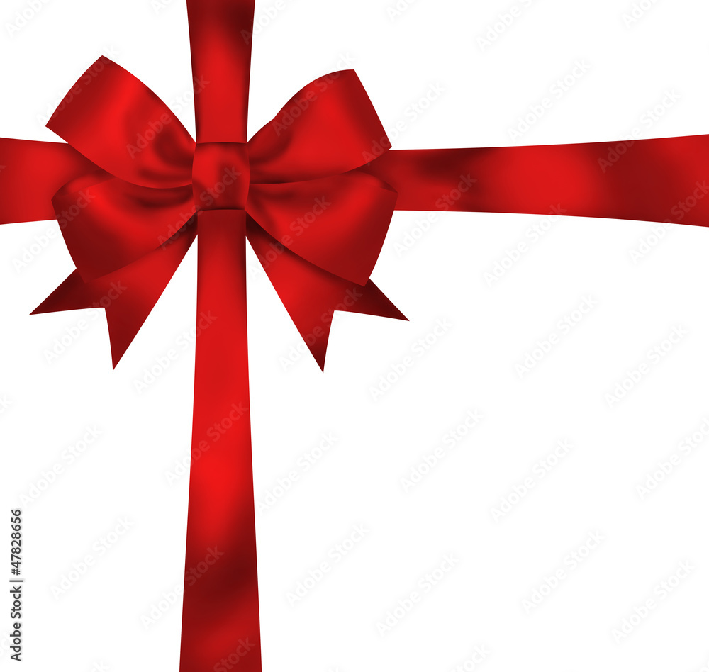 Beautiful red ribbon and bow isolated on white background. Illus Beautiful red ribbon and bow isolated on white background. Illus