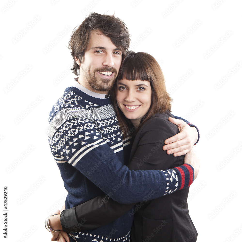 Portrait of a happy young couple against white background Portrait of a happy young couple against white background